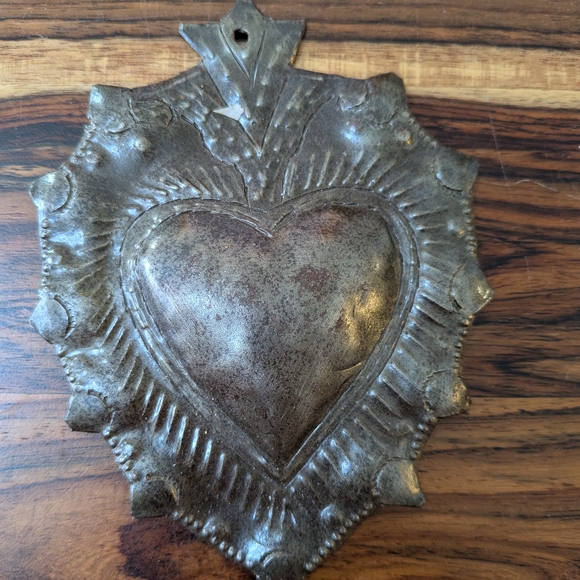 Other - Vintage Mexican Tin Sacred Heart Ex-Voto Milagro Wall Hanging Folk Art